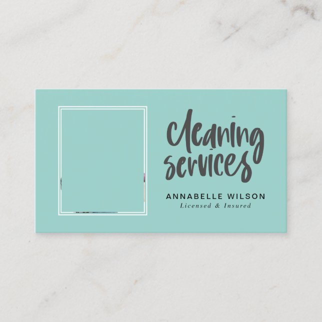 Cleaning Services Modern Photo Business Card (Front)