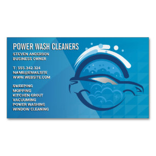 Cleaning Services Pressure Wash Car Bubbles Magnetic Business Card