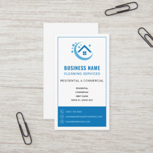 Cleaning Services Professional Logo Blue Business Card
