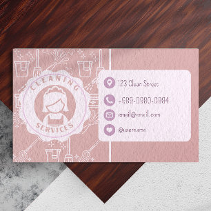 Cleaning Services Qr Code Blush Pink Business Card