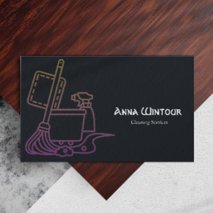 Cleaning Services Qr Code Minimalist Business Card