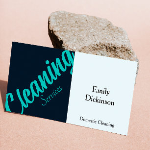 Cleaning Services Qr Code Retro Business Card