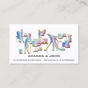 Cleaning Services Removal Storage Holographic Logo Business Card