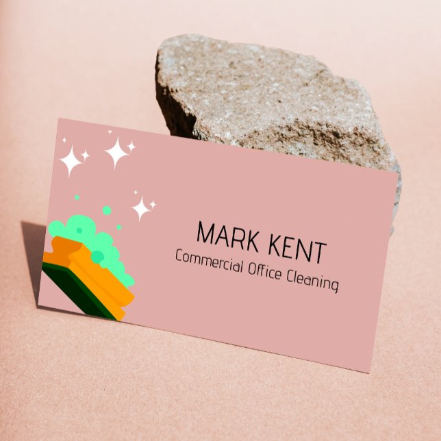 Cleaning Services Scan To Connect Bush Pink Business Card (Cleaning Services Scan To Connect Bush Pink Business Card)