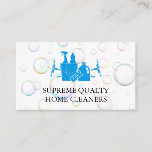 Cleaning Services   Soap Bubbles Background Business Card