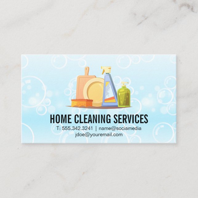 Cleaning Services | Soap Bubbles Business Card (Front)