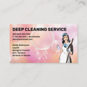 Cleaning Services Soap Bubbles Cleaner Maid Business Card
