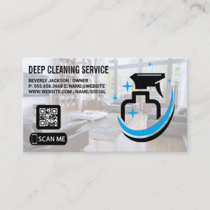 Cleaning Services   Spray Bottle   QR Code Business Card