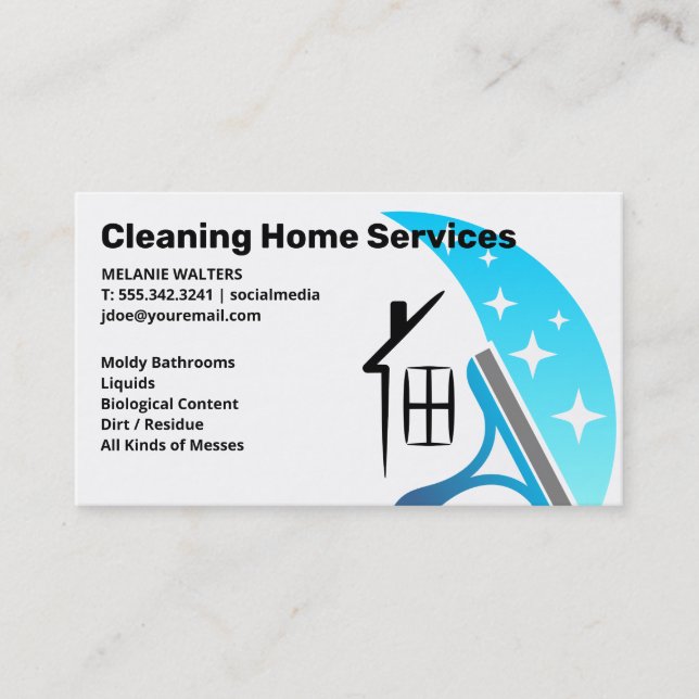 Cleaning Services | Squeegee Home Logo Business Card (Front)