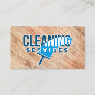 Cleaning Services   Squeegee   Wood Business Card