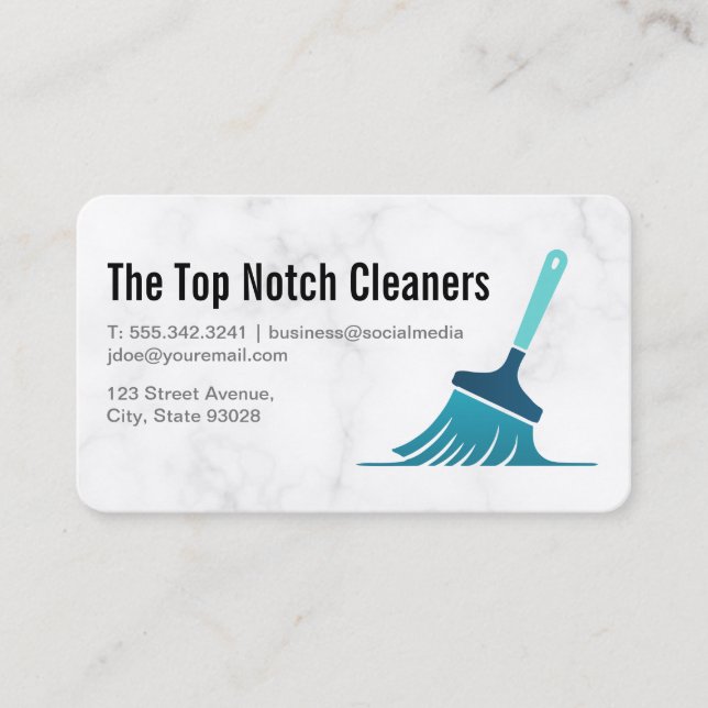 Cleaning Services | Sweeping Broom Logo Business Card (Front)