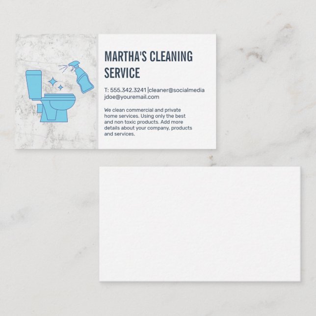 Cleaning Services | Toilet Cleaning  Business Card (Front/Back)