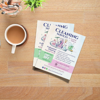 Cleaning Services - Watercolor illustration Flyer