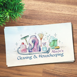 Cleaning Services - Watercolor style design Busine Business Card