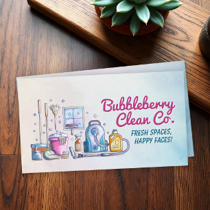 Cleaning Services - Watercolor style design Business Card