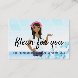 Cleaning Services White Blue Tiles Bubbles Business Card