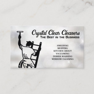Cleaning Services Window Cleaner on Ladder Business Card
