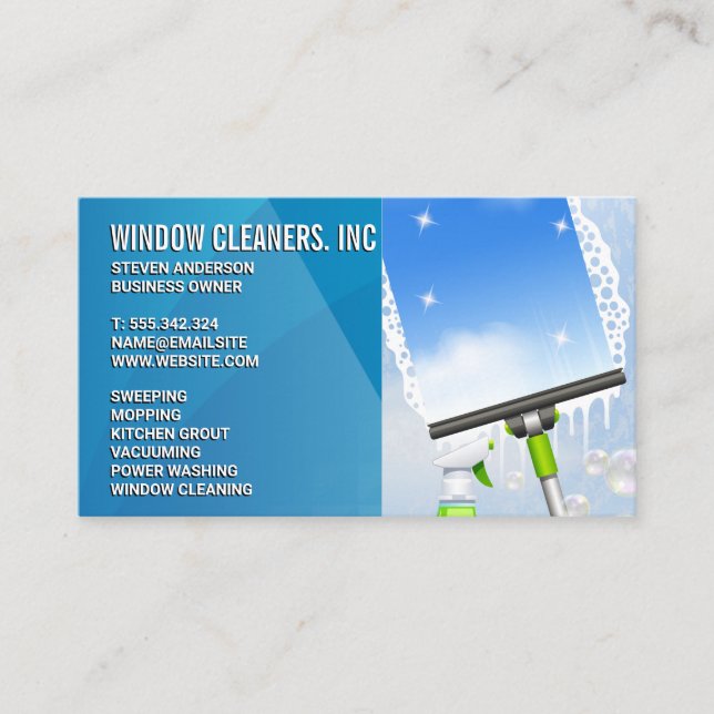 Cleaning Services | Window Cleaner Tools Business Card (Front)