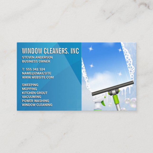 Cleaning Services | Window Cleaning | Squeegee Business Card (Front)