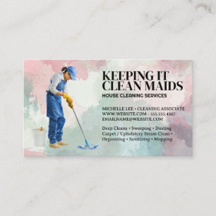 Cleaning Services   Woman Mopping Floor Business Card