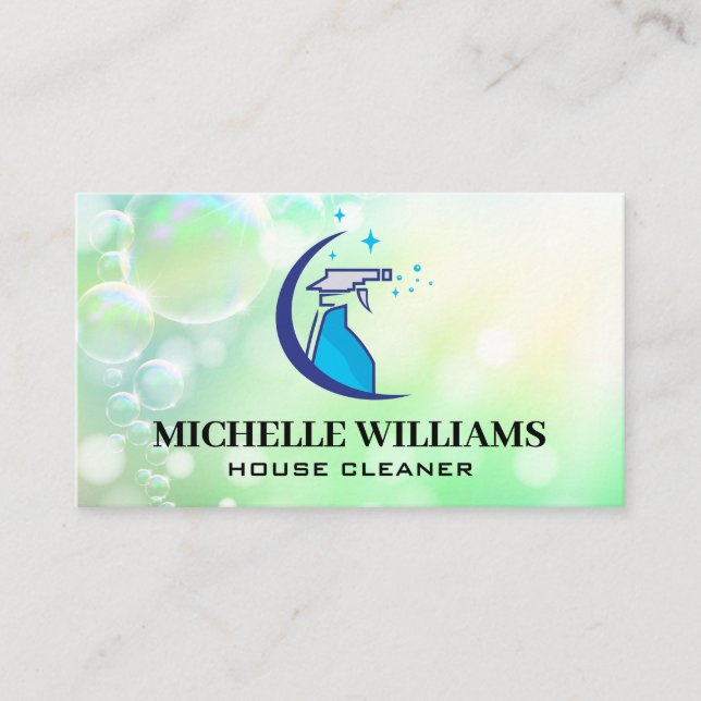 Cleaning Solution Spray Bottle | Bubbles Business Card (Front)