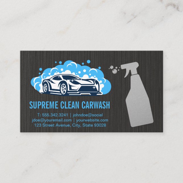 Cleaning Spray Bottle | Carwash Icon Business Card (Front)