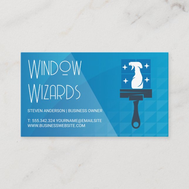 Cleaning Spray Bottle | Window Cleaner Logo Business Card (Front)