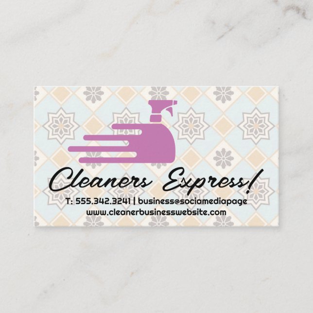 Cleaning Spray Design Logo | Decorative Tiles Business Card (Front)