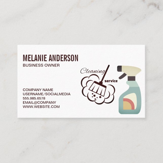Cleaning Spray | Dusting | Cleaning Service Business Card (Front)