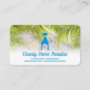 Cleaning Spray Home Logo Palm Leaves Business Card