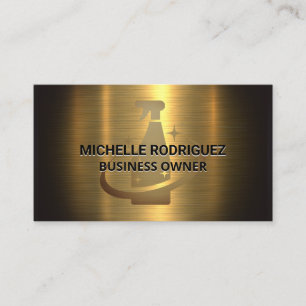 Cleaning Spray Logo Gold Metallic Brushed Business Card