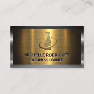 Cleaning Spray Logo Gold Silver Metal Business Card