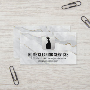 Cleaning Spray Logo   White Gold Marble  Business Card