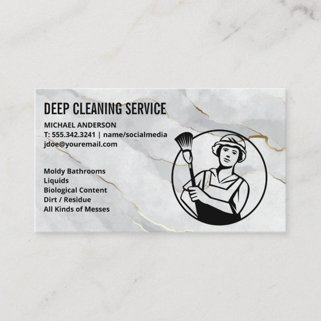 Cleaning Spray | Maid Cleaner Logo Business Card (Front)