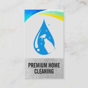 Cleaning Spray   Water Drop Logo Business Card
