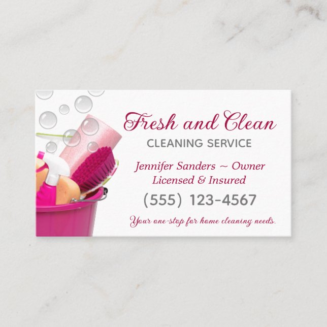 Cleaning Supplies Bucket Housekeeping Service Business Card (Front)