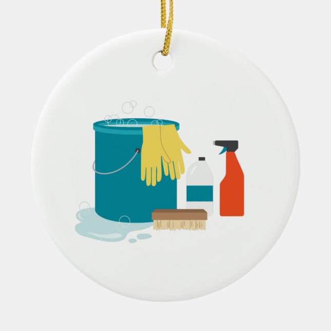 Cleaning Supplies Ceramic Tree Decoration (Front)