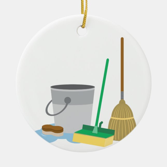 Cleaning Supplies Ceramic Tree Decoration (Front)