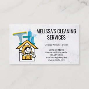 Cleaning Supplies Cleaning Lady Logo Business Card