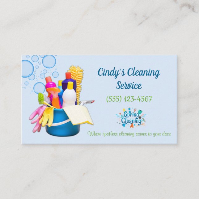 Cleaning Supplies House Cleaning Services Business Card (Front)