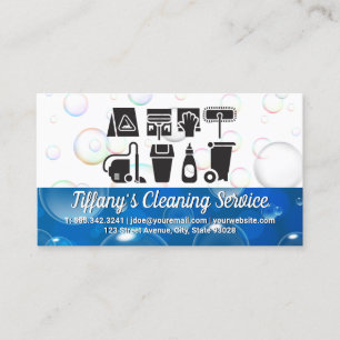 Cleaning Supplies Icons   Bubbles Business Card