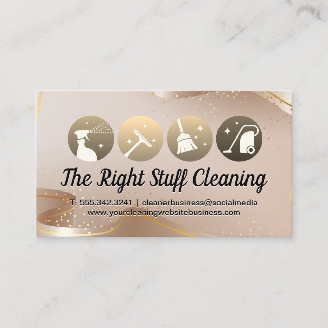 Cleaning Supplies Icons Business Card (Front)