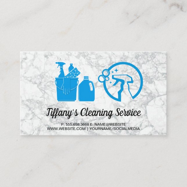 Cleaning Supplies Icons Business Card (Front)