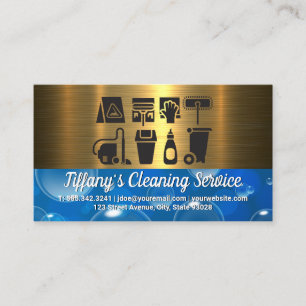 Cleaning Supplies Icons   Soap Bubbles Business Card
