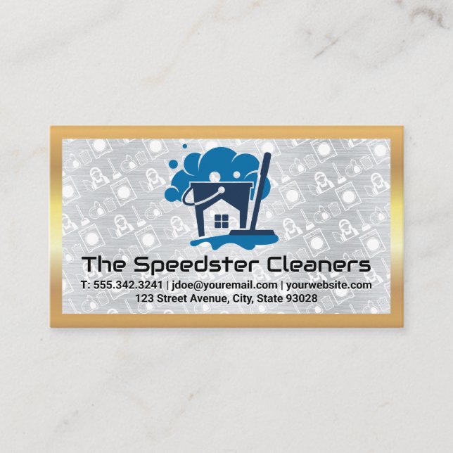 Cleaning Supplies in Bucket | Home Service Business Card (Front)
