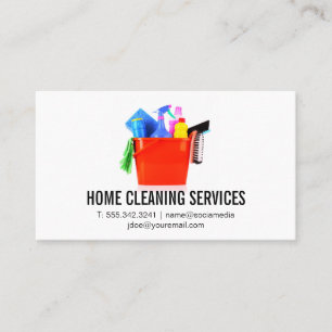 Cleaning Supplies in Bucket House Services Business Card