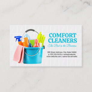 Cleaning Supplies in Bucket   Tiles Business Card