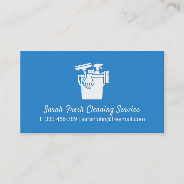 Cleaning Supplies In Pail Cleaning Service Business Card (Front)