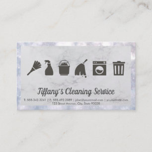 Cleaning Supplies Marble Sparkly Boke Border Business Card