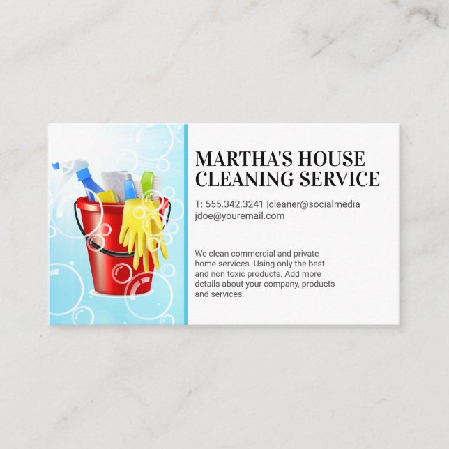 Cleaning Supplies | Soap Bubbles Business  Business Card (Front)
